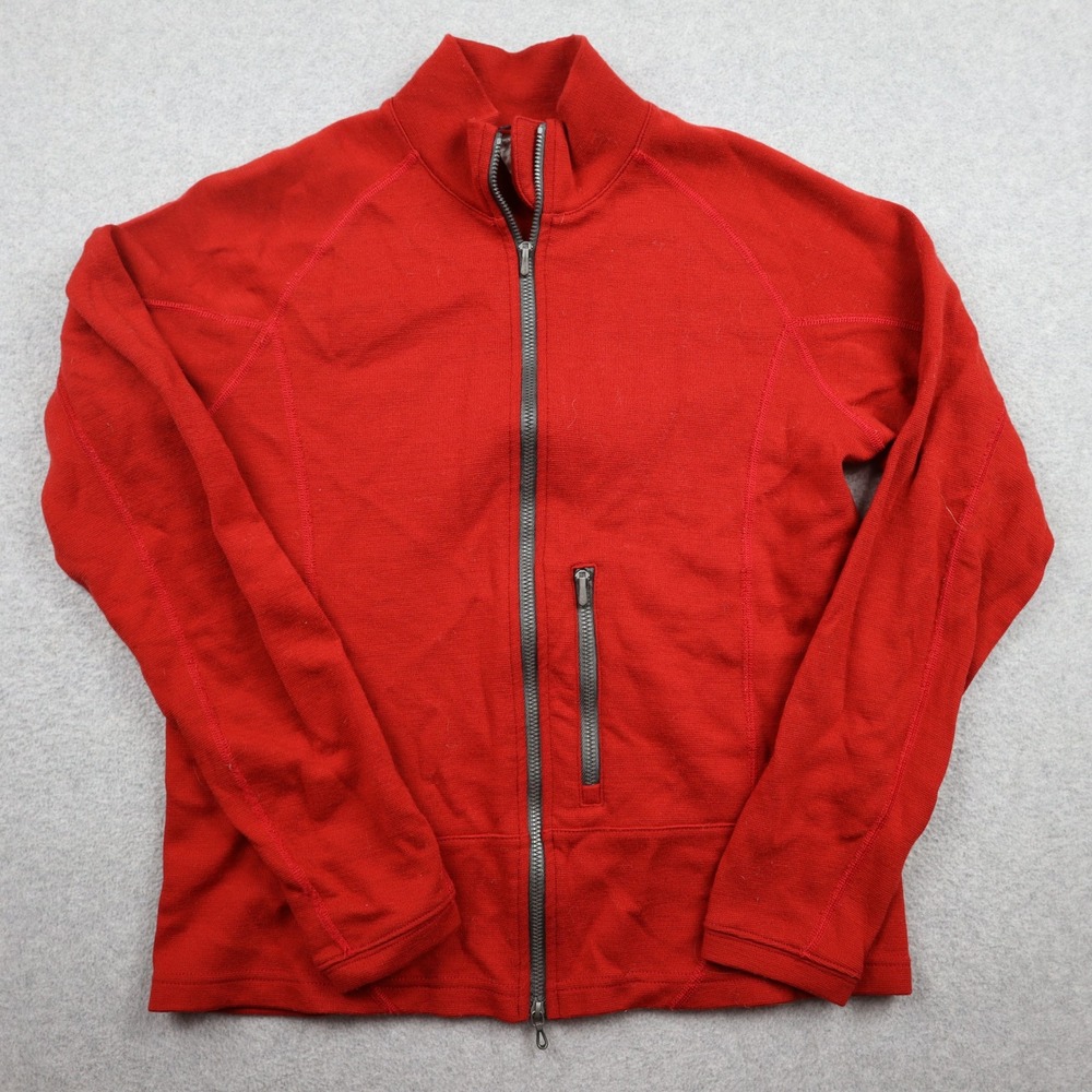 Ibex Jacket Womens Medium Merino Wool Full Zip Mock Neck Red Activewear USA Made